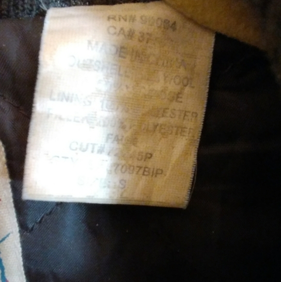 Billabong Wool Blend Brown Pink Plaid Pea Coat Jacket Size S Quilt Lined Pockets - Picture 8 of 9